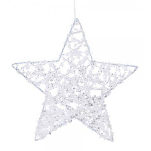 Χριστουγεννιάτικο Μεταλλικό Αστέρι Λευκό, Συμπαγές (15cm)